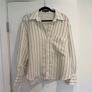 Zara Green & White Striped Button Down